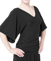 Exotic dance national standard dance Big V collar loose big sleeves on both sides fold slim slim modern dance practice shirt T15008