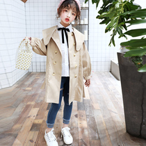 Girls windbreaker Spring and Autumn 2021 Joker New Medium Long Coat Baby Autumn Garment