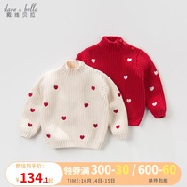 David Bella childrens sweater autumn and winter girls pullover baby turtleneck sweater girl warm sweater