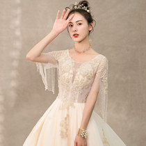 Shake the net red word shoulder wedding dress 2020 new trailing spring dress female bride luxury temperament forest simple