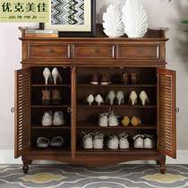 Louver breathable shoe cabinet Multi-function entrance cabinet Simple modern old European storage storage cabinet Door to door opening hall