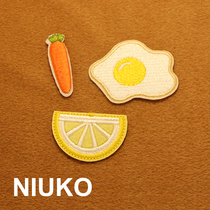 NIUKO cloth label adhesive hot stamping embroidery painting DIY patch cloth carrot fried egg lemon food items