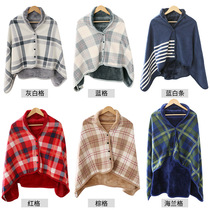 Fleece thickened shawl blanket Sofa travel knee blanket Autumn and winter warm air conditioning summer cool blanket Flannel button blanket