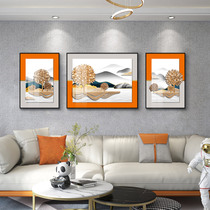 Back with backing mountain modern combination decorative painting living room sofa background wall simple wall painting light luxury new Chinese wall painting