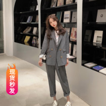 European station suit suit female Korean version 2021 spring and autumn new small suit jacket casual suit two-piece suit
