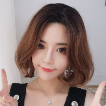Wig female short hair bobo Korean bobo medium points natural realistic fashion net red face repair fluffy short curly gloves