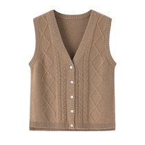 autumn winter new 100% pure cashmere vest women's cardigan v-neck thick knit inner and outerwear