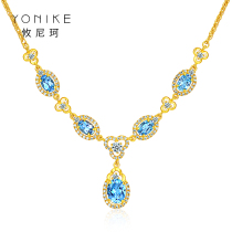 Gold necklace female 24k gold pendant Topaz new wedding 999 gold Mothers Day gift