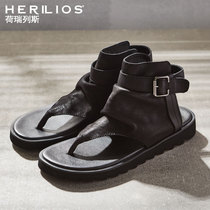 Holes Rome sandals mens toe leather British mens sandals 2019 New thick bottom high tide tide sheepskin