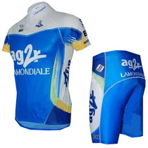 AG2R blue cycling suit short-sleeved cycling suit summer mens cycling suit moisture wicking mountain bike suit