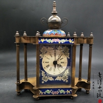 Antique Antique collection Antique old-fashioned mechanical clock Mechanical clock Old clock Old wall clock Cloisonne pure copper seat clock
