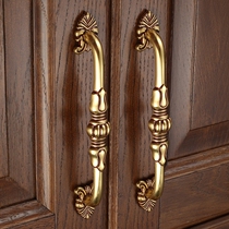 New Chinese cabinet door handle black gold pure copper cabinet drawer wardrobe door handle European all copper small handle single hole