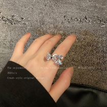 Three-dimensional Butterfly Zircon Ring Womens Simple Cold Wind Opening Adjustable Index Finger Ring Fashion Personality Versatile Ring