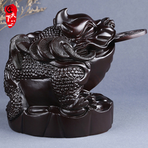 Golden toad ornaments opening gifts three-legged golden toad wooden three-legged Wangcai Golden Cicada wood carving home office furnishings