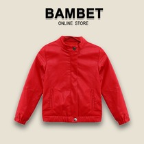 Italy BAMBET autumn and winter girls puleather jacket thick stand collar middle child casual leather coat boy