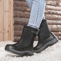 Friendship Carabao Black Boots New Outdoor Snowy Boots Female Midcylinder Winter Warm Plus Suede Flat Bottom Anti Slip Cotton Shoes