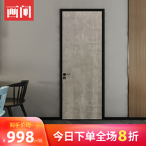 Painting bedroom ecological door Household solid wood composite indoor room door Aluminum alloy narrow edge sound insulation paint-free set door