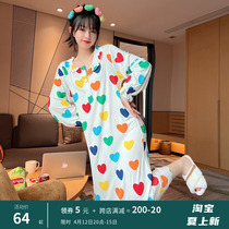 Full print Caring Modale Sleeping Dress Lady Spring Autumn Long Sleeve Long Sleeves Cute Pyjamas home The home of the 2022 new