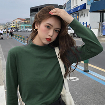 Half-height collar bottom-shirt woman 2022 ocean gas spring autumn 100 hitch lap up fashion Velvet Thickened and Velvety Warm