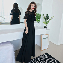 Evening dress women 2021 new noble elegant socialite party black dress annual meeting host long banquet summer