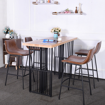 American leisure solid wood bar table wrought iron wall table and chair combination home high foot bar table long bar Water Bar