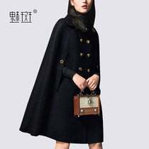 Charm spot large size cape wool coat 2021 spring new womens five-point sleeve double-breasted fashion wool coat