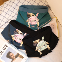 Mens underwear cotton boxer pants middle waist printing personality trend boxer breathable and comfortable youth shorts pants