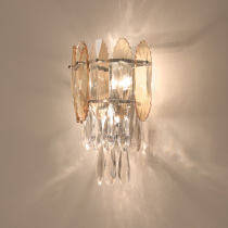 Hong Kong-style light luxury crystal wall lamp post-modern living room TV background wall porch corridor wall lamp bedroom bedside lamp