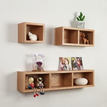 Wall shelf solid wood perforated wall grid shelf bedroom living room wall decoration creative bookshelf storage partition