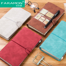 Hand account book retro style European illustration set diary portable notebook Korean hipster students square blank travel notes hand account simple ins Wind strap tool material full set