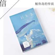 Whale postcard Whale Island blue ocean warm cure watercolor illustration hand book material 30 cards