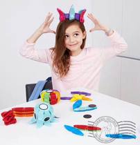 Wind swept the US MAGKISS SOFT Gel Magnetic Sheet Magnetic Sheet Colorful Parquet to build Puzzle Children Toys