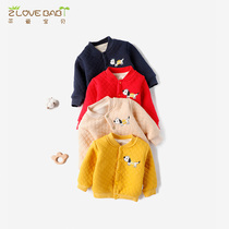 Baby plus velvet jacket autumn and winter mens warm clothes thickened baby out coat girls clothes cute