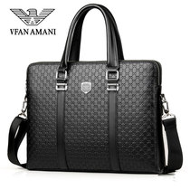 Armani Mens Bag Genuine Leather Briefcase Mens Business Cowhide Tote Bag One Shoulder Carry Cross Body Bag