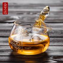Gold leaf side treat fair cup glass tea leakage suit thickened heat-resistant male cup cooking tea tea sea sub-tea machine accessories
