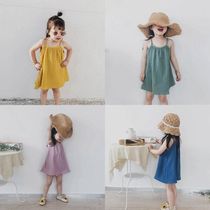 Girls dress 2021 childrens clothing new baby girl summer vacation beach skirt vest suspender skirt childrens skirt