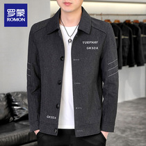 Romon male jacket turned the young long-sleeved clothes on the spring and autumn popular clothes and wore mature and stable leisure jackets