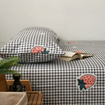 Millet steamed buns) Plaid stickers strawberry) cotton Korean cute single sheet bed hats bedding