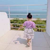 Fall in love with beautiful girl shirt 2021 new summer baby Foreign style thin shirt children Korean sweet top