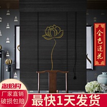 Customized Zen bamboo curtain roller curtain blackout partition Buddha Hall tea room retro printing Chinese bamboo curtain roller blind