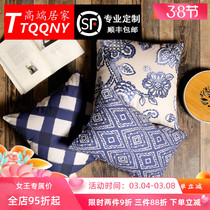 TTQQNY cotton linen pillow blues Mediterraneins Nordic Outdoor Living Room Sofa Office Bedside Cushions in the afternoon