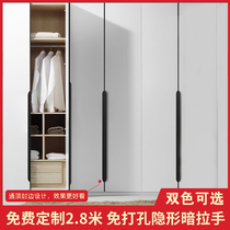 Modern black lengthened cabinet door thumb handle one to top large wardrobe through top strip golden light lavish door handle