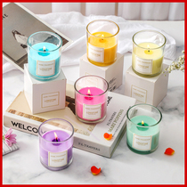 Aromatic candle bedroom sleeping household indoor enduring romantic tone emergency glass smoke-free soybean wax incense
