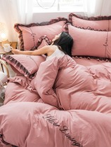 Four-piece cotton cotton net red new princess style girl printed sheet quilt cover quilt cover bed hats bedding