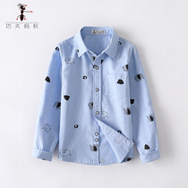 Boy shirt long sleeve 2021 Autumn fit new CUHK Elephant Print Collar Blouses Child Shirt Tide 3800