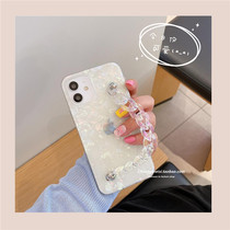 Laser transparent hand chain Apple 12 phone case 12promax shell pattern iphone11 Net red women xs All-inclusive 8plus anti-drop 12pro protective cover i7 8