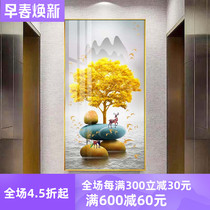 Good etiquette nine fish porch decorative painting light luxury hanging painting corridor end aisle vertical background wall modern crystal porcelain painting
