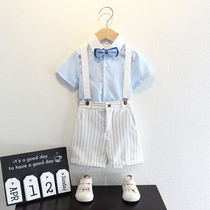 Boy suit suit Childrens suit Short sleeves Summer Playboy dress Inlenwind Wind Children is holding the show