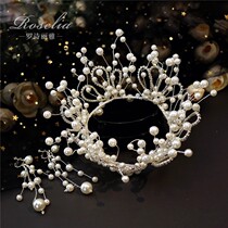 Han Edition New High-end beauty children perform water diamond pearl round crown manually to create a small girls grand crown