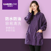 Fashion hood adult waterproof female workers for Korean version Home Kitchen Oil Proof Apron Long Sleeve Jacket Thin summer